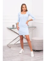 Šaty s výstrihom na gombíky modré Šaty s výstrihom na gombíky modré