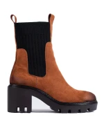 Exkluzívne dámske hnedé členkové topánky na širokom podpätku Exkluzívne dámske hnedé členkové topánky na širokom podpätku