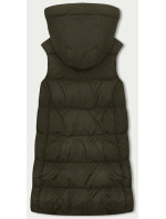 Dámska vesta v khaki farbe s kapucňou (B8176-11)