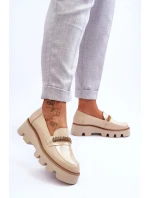 Modne Mokasyny Na Platformie Z Ozdobą Laura Messi 2600 Beżowe