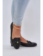 Lakierowane Ażurowe Baleriny Z Kokardką Eko Skórzane Czarne Amepitrea