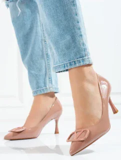 Jedinečné lodičky dámske hnedé na ihličkovom podpätku