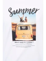 Blúzka s potlačou Letné auto biela