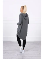 Mikina s kapucňou s dlhým chrbtom v grafitovej farbe