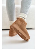 Skórzane Zamszowe Śniegowce Na Platformie Camel Nereviana