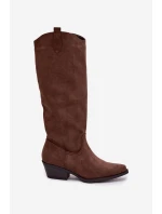 Dámske kovbojské čižmy Eco Suede Heeled Brown Esmira Dámske kovbojské čižmy Eco Suede Heeled Brown Esmira