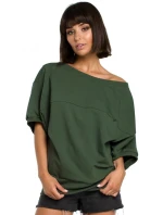 B079 Blúzka v nadmernej veľkosti so zavinovacími detailmi - vojenská zelená B079 Blúzka v nadmernej veľkosti so zavinovacími detailmi - vojenská zelená