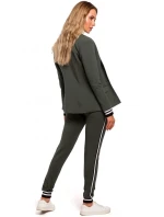 M459 Blejzer s pruhovanými rebrovanými manžetami - čierny