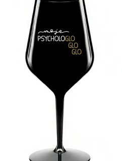 MOJE PSYCHOLOGLOGLOGLO - černá nerozbitná sklenice na víno 470 ml