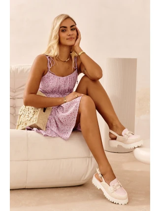 Sandały Damskie Na Płaskim Obcasie Z Ozdobą Beżowe D&A MR38-656