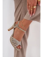 Sandały Na Szpilce Ze Zdobieniem I Brokatem D&A MR1038-33 Złote