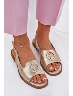 Sandały Damskie Na Płaskim Obcasie Z Ozdobą S.Barski KV51-002 Złote