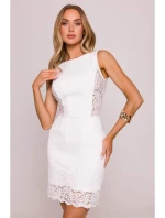 M864 Mini šaty s čipkovanými panelmi - ecru