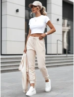 Dámske krémové velúrové tepláky FashionStreet UY2841 Dámske krémové velúrové tepláky FashionStreet UY2841