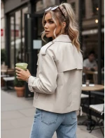 Dámsky krátky elegantný kabát klasického strihu svetlo béžovej farby FashionStreet NY0772