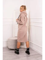 Šaty s kapucňou a bočným rázporkom tmavo béžové Šaty s kapucňou a bočným rázporkom tmavo béžové