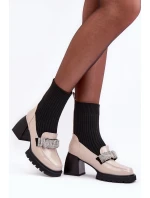 Botki Damskie Ze Skarpeta Na Obcasie Beżowe S.Barski MR870-41