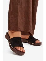 Dámské pantofle se zlatými sponami Černé Ferinna