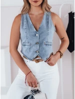 Dámska krátka džínsová vesta BLUEGEM FashionStreet TY4796 Dámska krátka džínsová vesta BLUEGEM FashionStreet TY4796