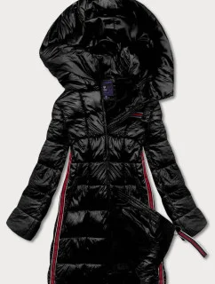 Čierna dámska bunda s ozdobnými lampasmi (AG1-J9002)