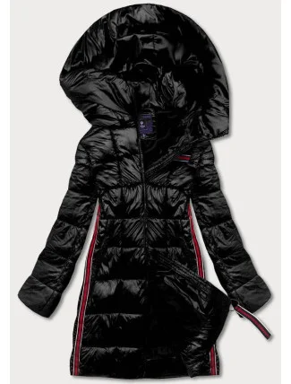 Čierna dámska bunda s ozdobnými lampasmi (AG1-J9002)