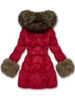 Dámska prešívaná prechodná bunda s kožušinou J Style Dark Red (5M3357-1)