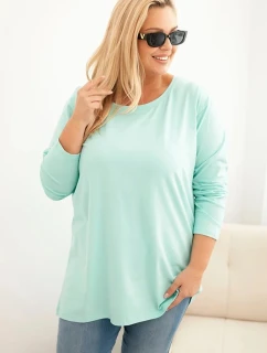 Dámske Plus veľkosť bavlnené kolo krku blúzka Mint