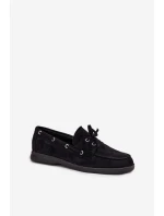 Półbuty Mokasyny Damskie Z Wiązaniem Czarne Calivra