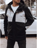 Pánska prechodná bunda do dažďa čierna/sivá FashionStreet TX4916