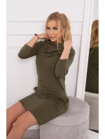 Šaty s kapucňou a khaki vreckami