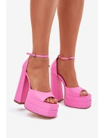 Sandały Damskie Na Słupku I Platformie Różowe Beloria