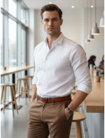 Pánska biela vzorovaná košeľa slim fit FashionStreet DX2694