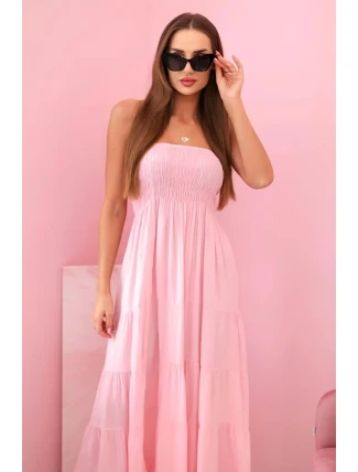 Dámske viskózové šaty s elastickým vrchným dielom candy pink