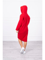 Šaty s kapucňou a bočným rozparkom červené