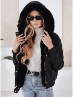 Dámska zimná bunda VESSADA krátka s kožušinou čierna FashionStreet TY5059