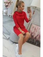 Šaty s kapucňou a vreckami červené