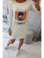 Šaty s 3D grafikou, čipka vo farbe ecru