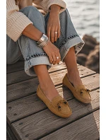 Dámske ploché mokasíny s lemovaním z imitácie semišu Camel Bluebell