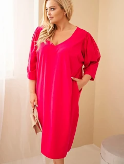 Plus veľkosť dámske šaty s vreckami Fuchsia