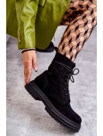 Dámske semišové čižmy so šnúrkami Black Afra Dámske semišové čižmy so šnúrkami Black Afra