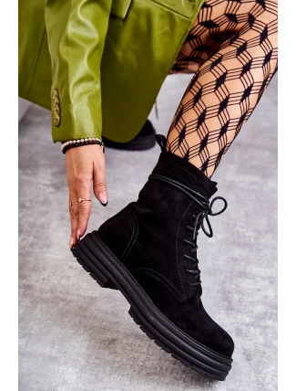 Dámske semišové čižmy so šnúrkami Black Afra Dámske semišové čižmy so šnúrkami Black Afra