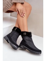 Damskie Modne Ocieplane Śniegowce Progress PROGJ-21-13 Czarne