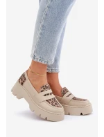 Dámske kožené mokasíny s platformou a plochými podpätkami Leopard Light Beige Zazoo 20191 Dámske kožené mokasíny s platformou a plochými podpätkami Leopard Light Beige Zazoo 20191
