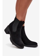 Botki Sztyblety Damskie Na Klocku Czarne Luvina