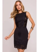 M864 Mini šaty s čipkovanými panelmi - čierne M864 Mini šaty s čipkovanými panelmi - čierne