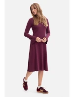 B308 Midi šaty z rebrovaného úpletu - slivka