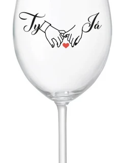 YOU AND ME (svadba) - číry pohár na víno 350 ml
