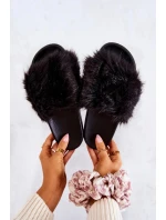 Dámske kožušinové papuče DZ821 Black - Kesi