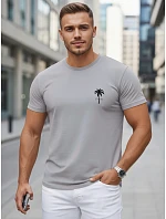 Pánske bavlnené tričko s potlačou, sivé, FashionStreet NX5126R