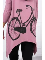 Mikina s potlačou kolesa tmavo ružová